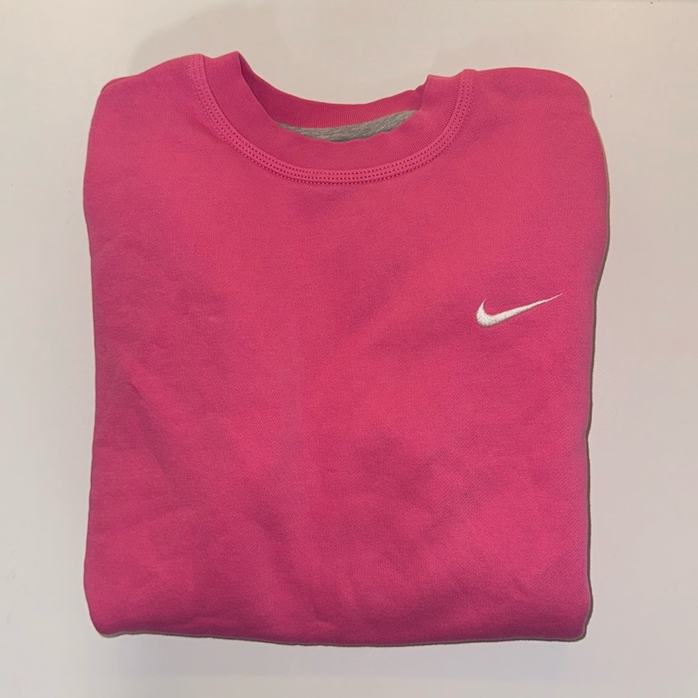 Nike Hot Pink Crewneck Sweatshirt with White Swoosh